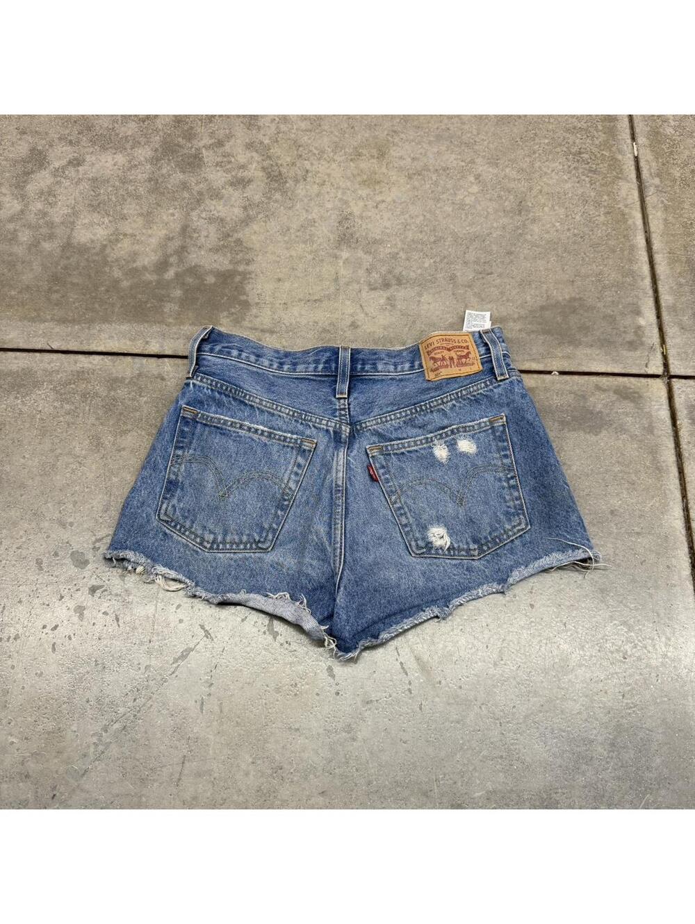 vintage levis cut off faded blue denim jean shorts jorts size 27 WOMENS